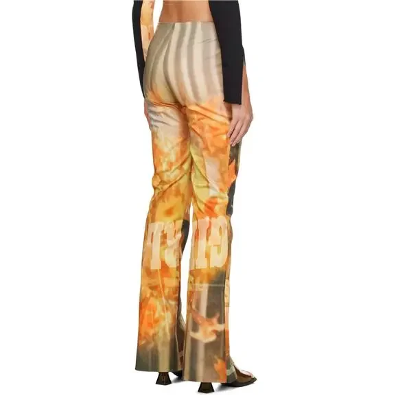 Elliss Orange Sunflower Jeans Print Multi Graphic Size Large NWT Organic Cotton